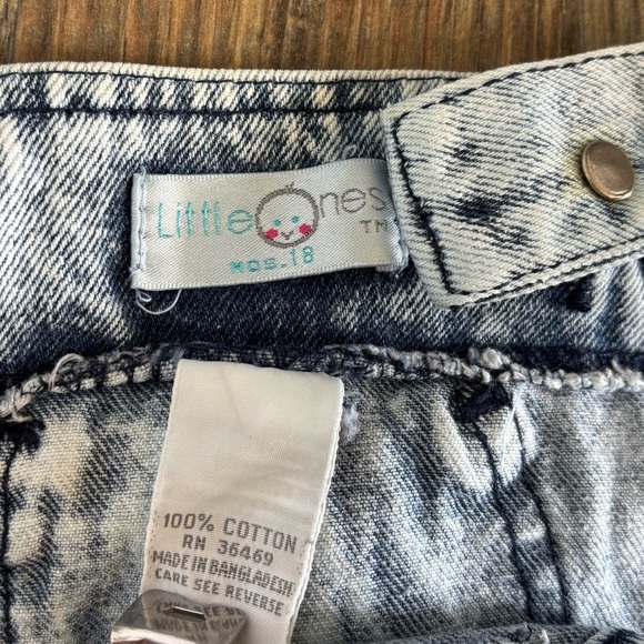 Vtg Little Ones Acid Wash Denim Short Overalls Shortalls Bibs 18 Months 80s 90s - Picture 5 of 9